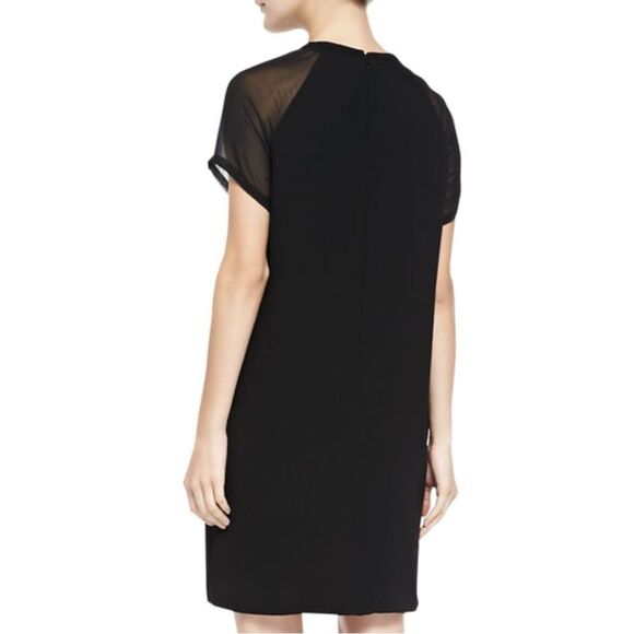 VINCE Black Sheer-Sleeve Loose Crepe Dress XS - Picture 3 of 15